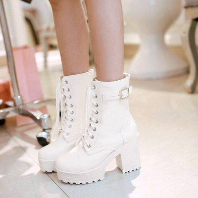 Korean High Heeled Leather Boots SD01494