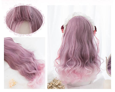 Red Purple Gradient Curly Long Wig SD00179