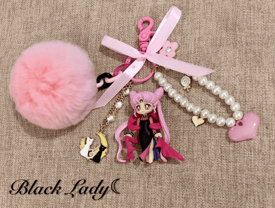 Sailor Moon Cute Fluffy Ball Dark Lady Sailor Moon Luna/Artemis Key Chain SD01663