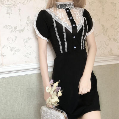 Black Slim Lace Dress SD00259