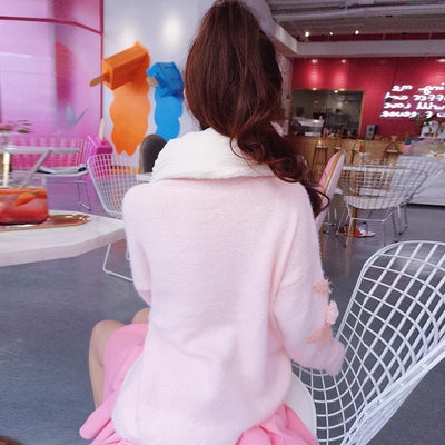 Korean Cute Pink Soft Flower Sweater SD01552