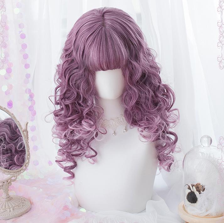 Purple Gradient Curly Long Wig SD00199