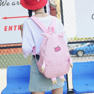 Cute Japanese Harajuku Pig Face and Legs Pink School Backpack SD14593