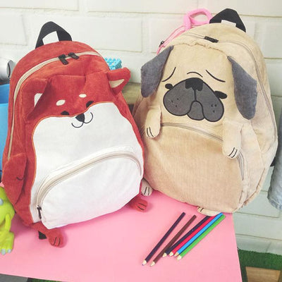 Pug Puppy Dog and Fox School Backpack SD45826