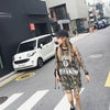 Camouflage Army Green Round Neck Mesh Vest Dress SD00855