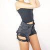 Strap Denim Ripped Short Pants SD01396