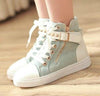 Hot Mint Green Straps Studs Sneakers Canvas Shoes SD02311