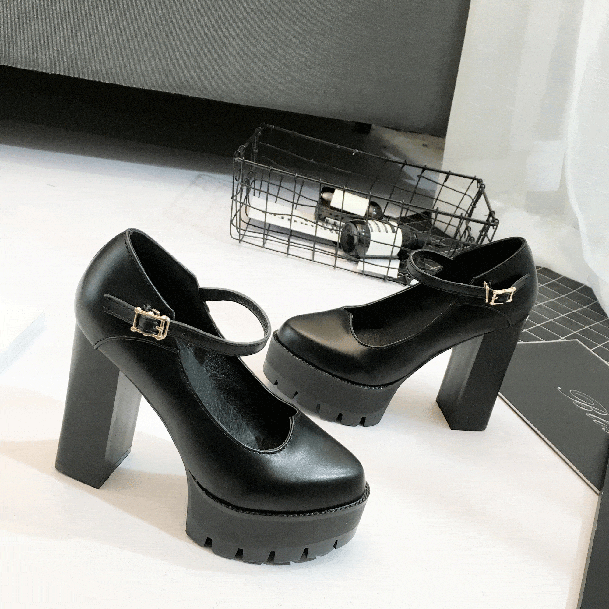 Black lolita Strap High Heels Shoes SD00229
