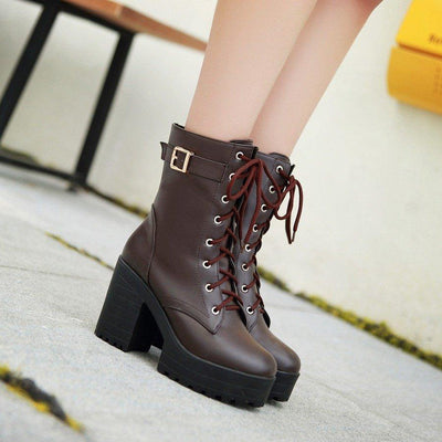 Korean Winter Thick Strap high-heeled boots Shoes SD01149