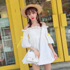 Korean summer sweet princess white shoulder less dress SD00932