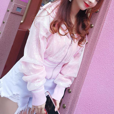 Korean Transparent Hoodie Zipper Jacket SD01515