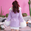 Korean Winter Warm Purple Fur Cuffs Collar Coat SD01557