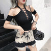 Korean Summer Black Strap Shoulder-less Top SD01836