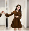 Korean Autumn Winter Lantern Sleeve Dress SD01281