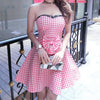 Plaid Bow Shoulder-less Dress SD00143