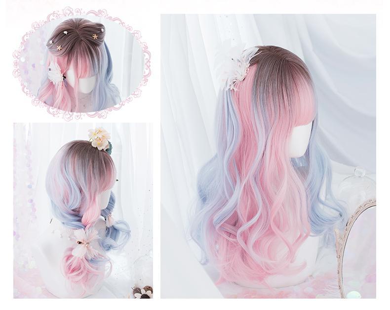Pink Blue Gradient Long Wig SD00175
