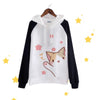 Cute Loose White/Black Long Sleeve Hooded Cat Sweater SD01540