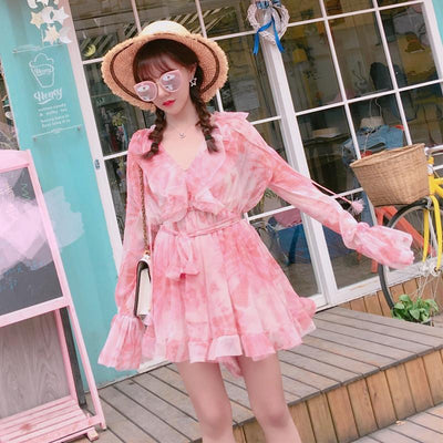 Summer sweet pink floral dress SD00930