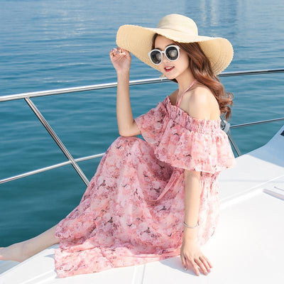Floral Shoulder-less Long Dress SD00159