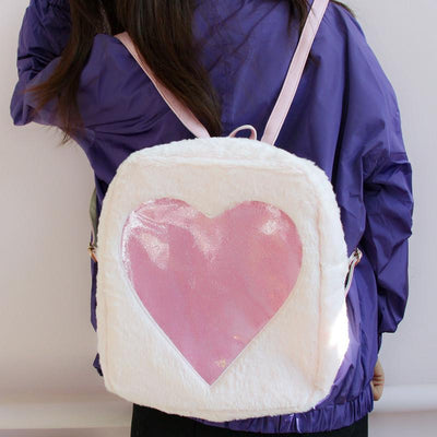 Transparent Heart Fluffy Backpack SD00402