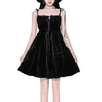 Dolly Black Ribbon Shoulder-less Dress SD02406