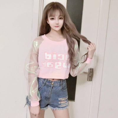 Japanese Pastel Transparent Sleeve Acid Sugar Shirt Top SD00710