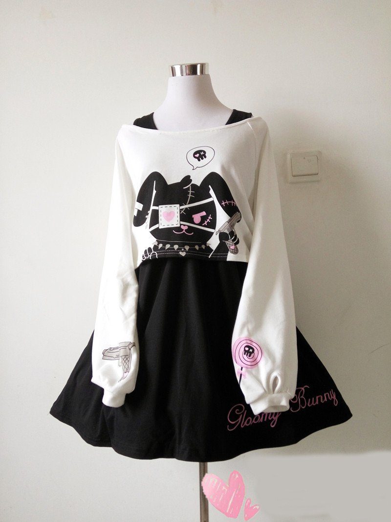 Bunny Eye patch Skirt/Shirt Set SD00740