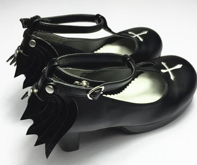 Japanese Lolita Cross Wing Strap Heel Shoes SD01941