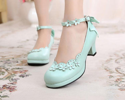 Japanese Lolita Strap Flower Bow Lace Shoes SD01945