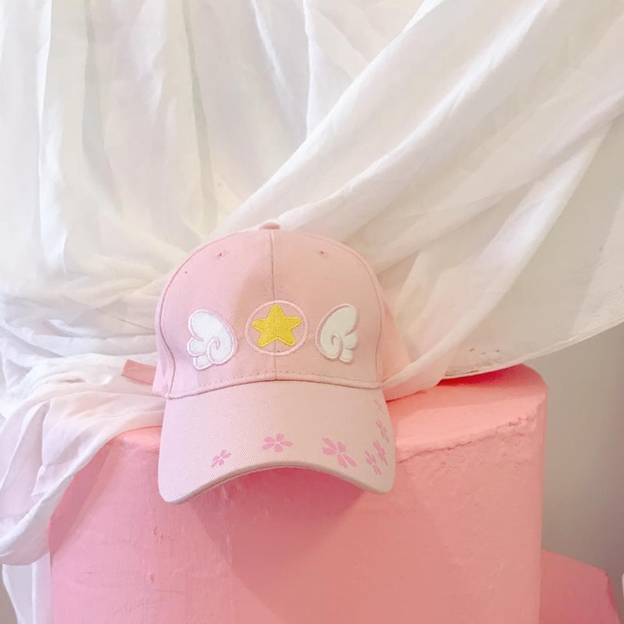 Cardcaptor Sakura Pink Winged Star Embroidered Baseball Cap SD02329