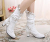 Japanese Lolita Bow and Lace Small round Ribbon Boots Shoes SD01946