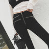 Korean Black Stretch Think Zipper Pants SD01605