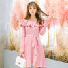 Korean sweet pink striped pleated dress SD00670