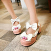 Harajuku Japanese Strawberry Bow Lace Short Heel Shoes SD01996