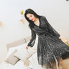 Korean Black Stars Mesh Lantern Sleeve Dress SD01485