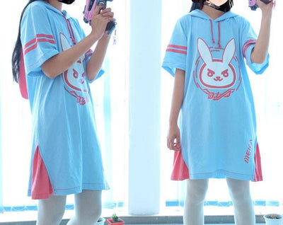 Overwatch D.VA DVA Bunny Meka Bunny Ears Hoodie Dress SD02089