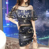 Korean Summer Navy Blue Pegasus Stars Two Piece Top/Skirt SD01985