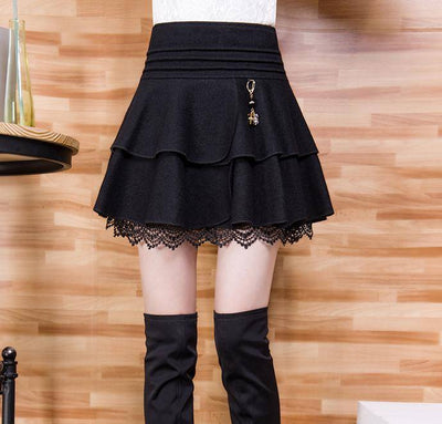 Korean Winter Woolen Waist Tutu Skirt SD01633