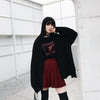 Japanese Black Red Print Gun Graphic Loose Long Sleeve Sweater SD01736