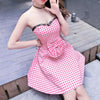 Plaid Bow Shoulder-less Dress SD00143