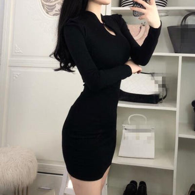 Korean Spring and Autumn fashion retro Slim Dress