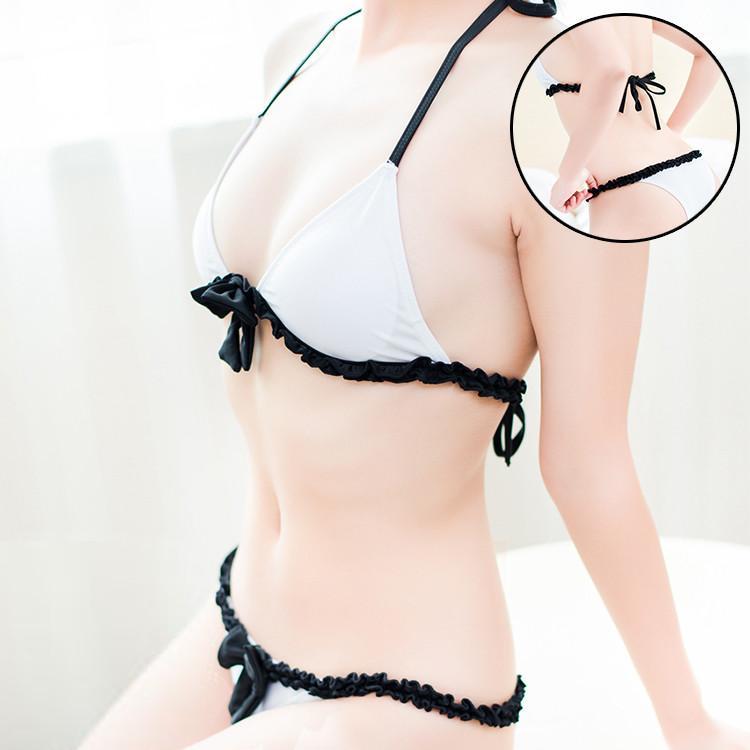 Japanese Sexy White Black Bow Bikini 2 Piece Swimsuit (swim suit) SD02366