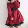 Red Shoulder Ruffle Lace Dress SD00478