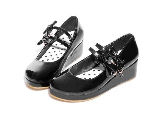 Harajuku Japanese Cute 2 Strap Bow Short Platform Heel Shoes SD01998