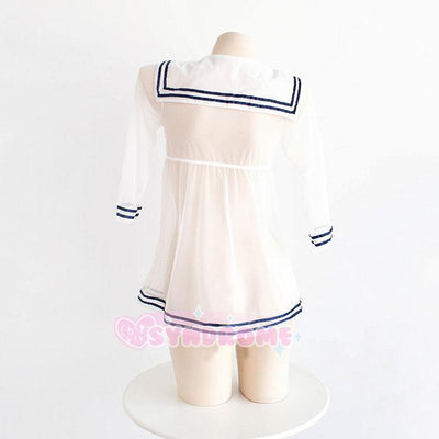 Japanese Harajuku Sexy Transparent Sheer Sailor Dress Uniform Lingerie SD01096