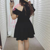 Plus Size Black Cut Out Moon Shoulder-less Dress SD00163