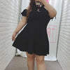 Plus Size Black Cut Out Moon Shoulder-less Dress SD00163