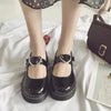 Japanese Harajuku Black Lolita Heart Buckle Shoes SD01495