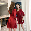 Red autumn sexy dress SD00975