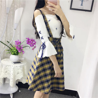 Korean plaited Suspenders skirt SD00651